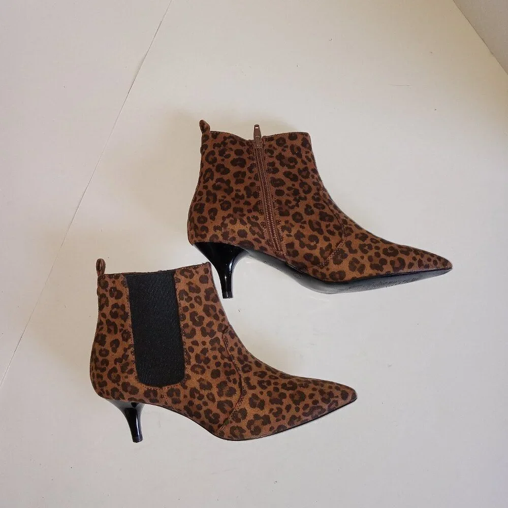 NWOB  - S. Oliver Leopard Print Ankle Boots - Size 7.5